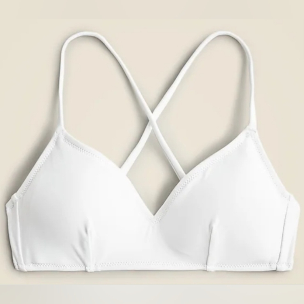 2X J. Crew Swim Cross Back French Bikini Top White